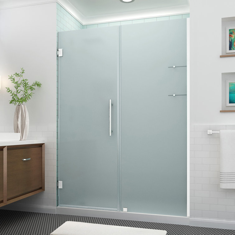 Belmore 50" x 72" Stainless Steel Frosted Glass Frameless Shower Door