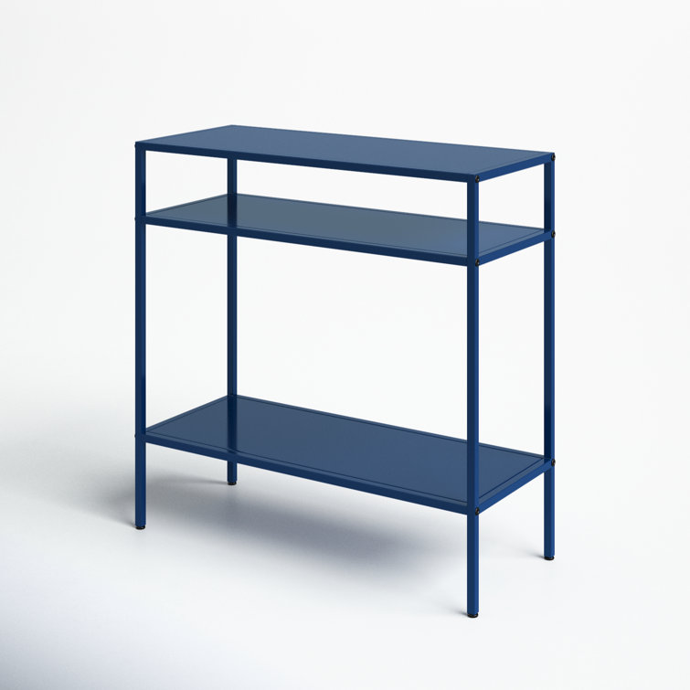 Mykonos Blue Steel Rectangular End Table with Shelves