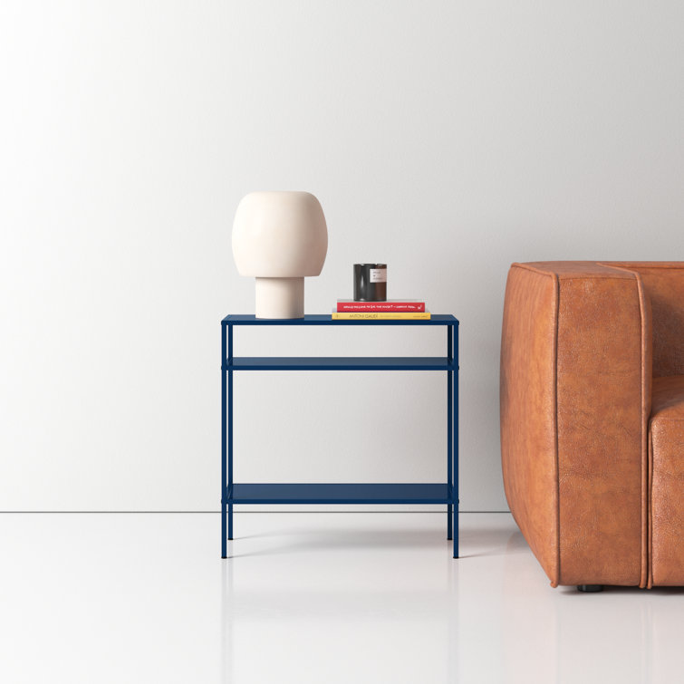 Mykonos Blue Steel Rectangular End Table with Shelves