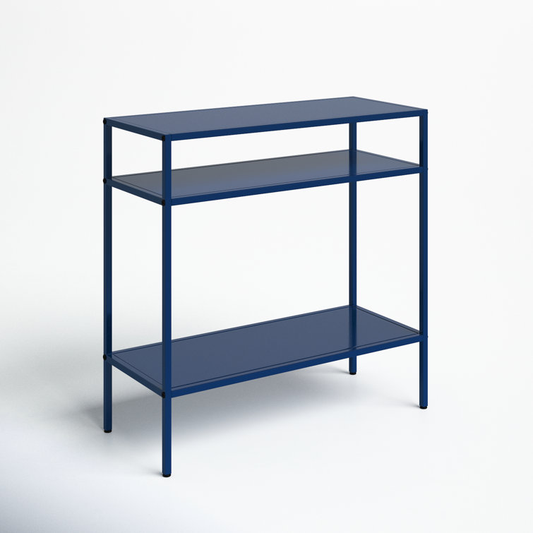Mykonos Blue Steel Rectangular End Table with Shelves