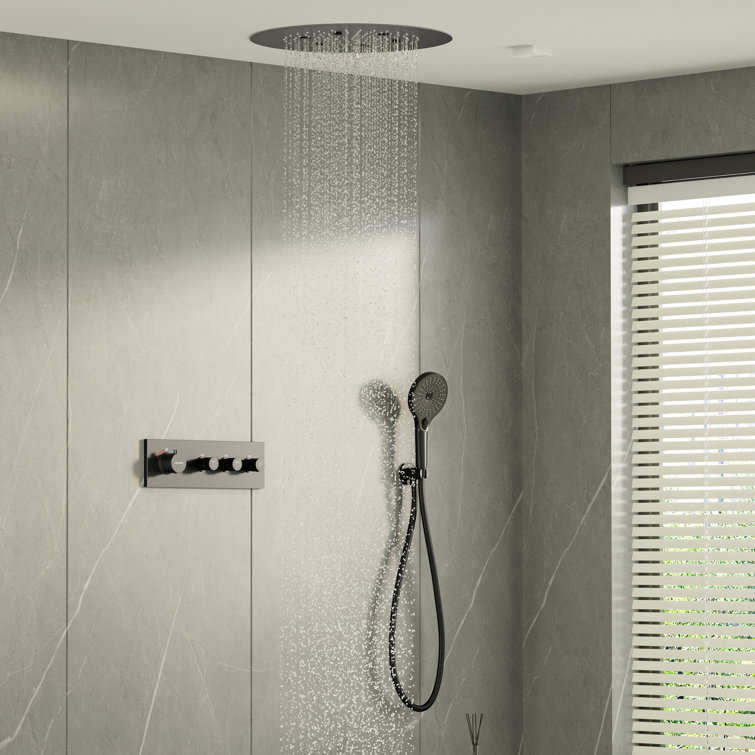 Matte Black Stainless Steel Rain and Pulse Shower System