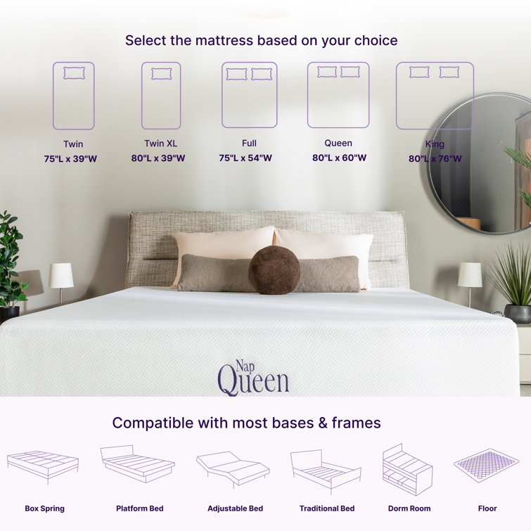 NapQueen Elizabeth Twin XL 8" Gel Memory Foam Adjustable Mattress