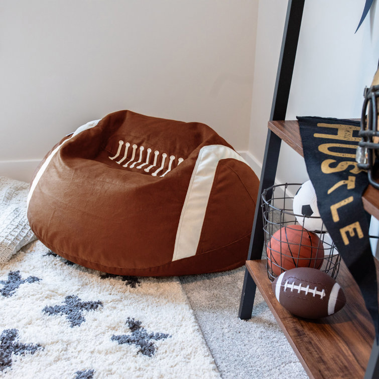 Football Plush Soft Polyester Bean Bag Chair with Removable Cover