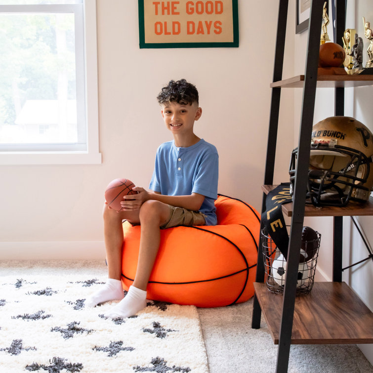 Basketball Plush Child-Sized Bean Bag Chair with Removable Cover
