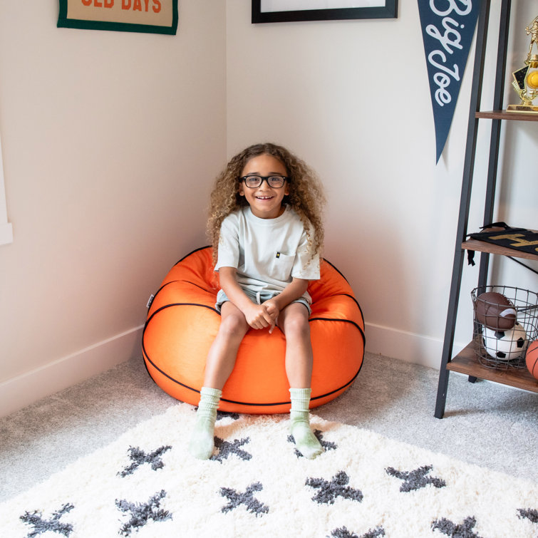Basketball Plush Child-Sized Bean Bag Chair with Removable Cover