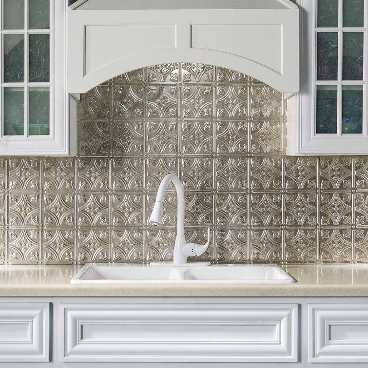 Vintage Silver Vinyl Decorative Backsplash Panels Kit