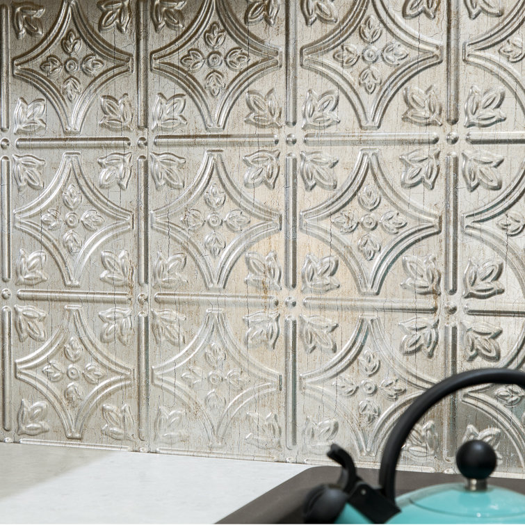 Vintage Silver Vinyl Decorative Backsplash Panels Kit