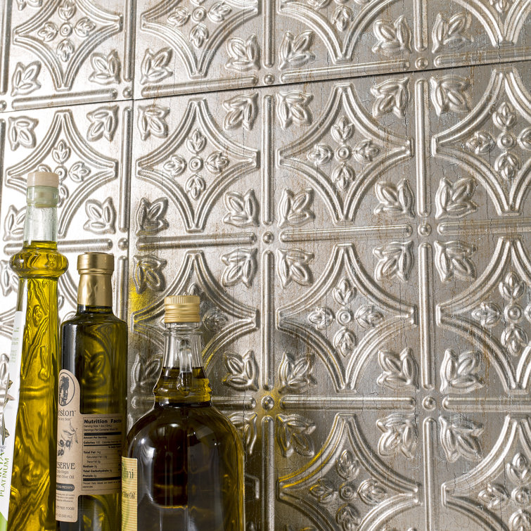 Vintage Silver Vinyl Decorative Backsplash Panels Kit
