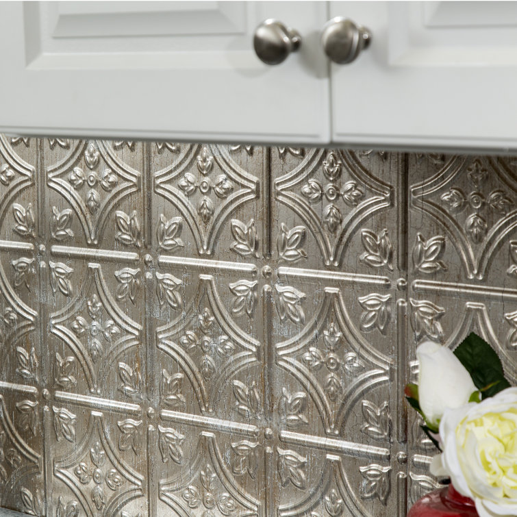 Vintage Silver Vinyl Decorative Backsplash Panels Kit