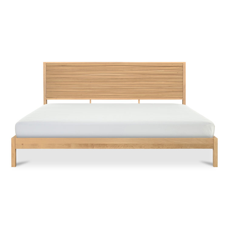 Marika Queen Oak Wood Bed with Slatted Headboard