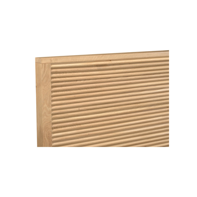 King Size Natural Oak Wood Frame Bed with Slatted Headboard