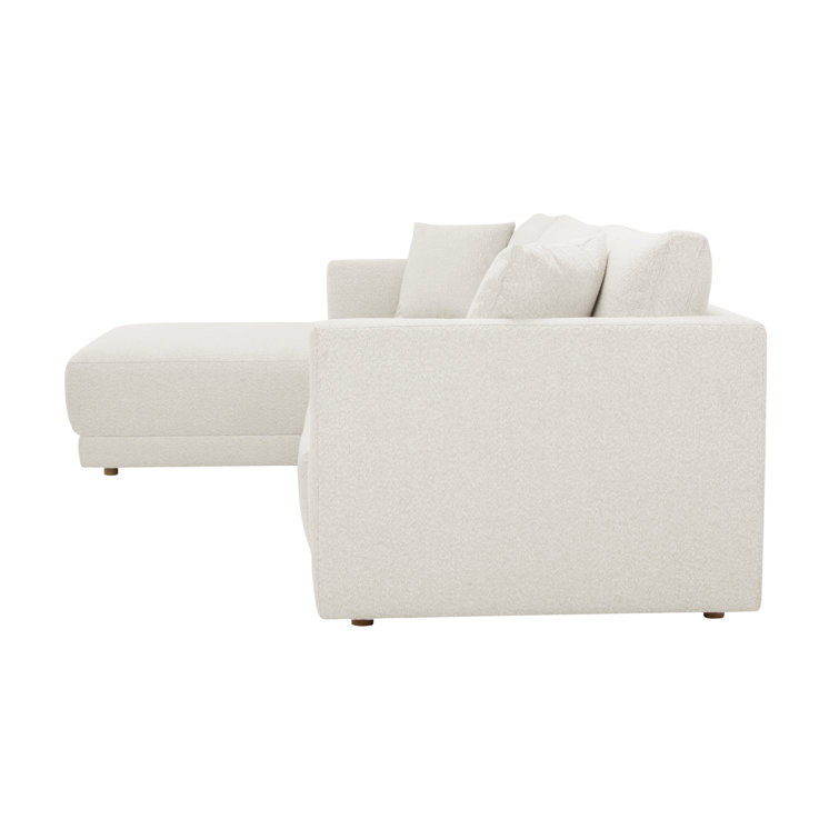 Oyster Boucle L-Shaped Sectional Sofa with Chaise