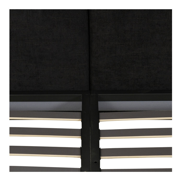 Black Queen Upholstered Wood Frame Platform Bed