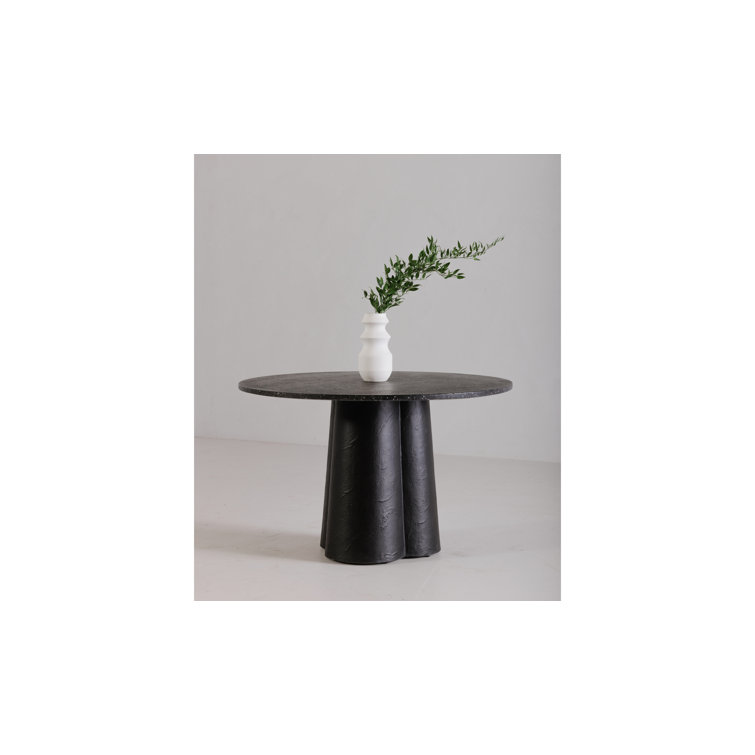 Alexi Black Concrete Round Outdoor Dining Table