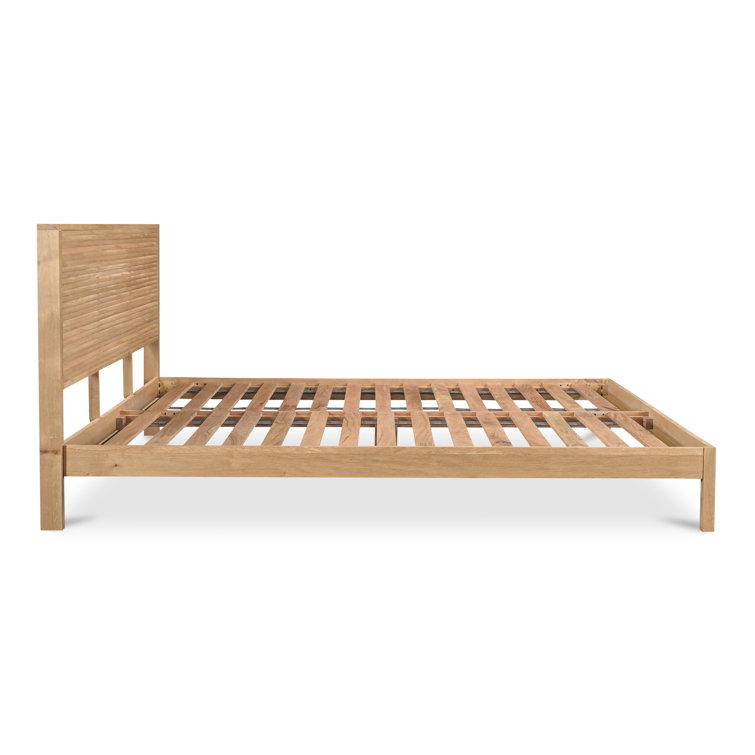 Marika Queen Oak Wood Bed with Slatted Headboard