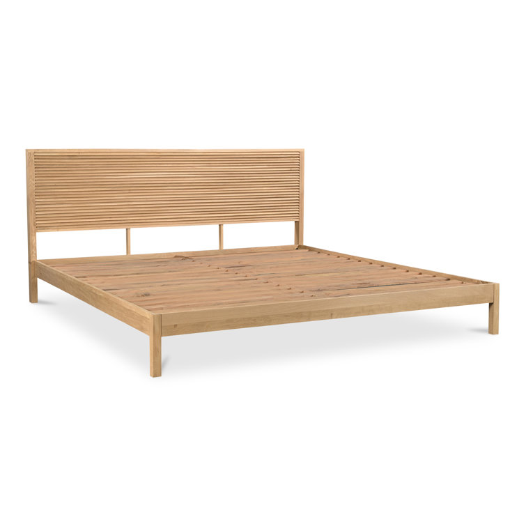 Marika Queen Oak Wood Bed with Slatted Headboard