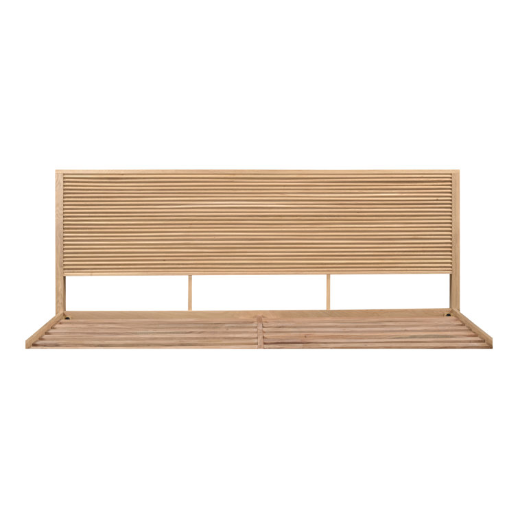 Marika Queen Oak Wood Bed with Slatted Headboard