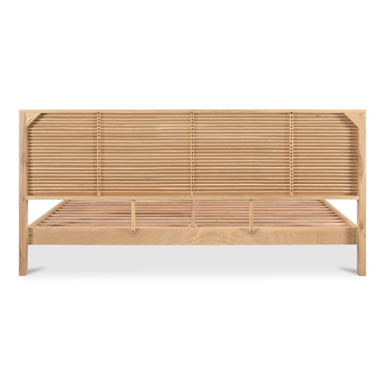 Marika Queen Oak Wood Bed with Slatted Headboard