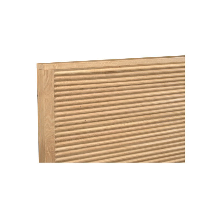 Marika Queen Oak Wood Bed with Slatted Headboard