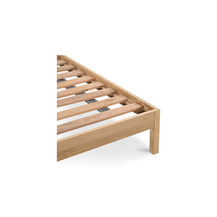 Marika Queen Oak Wood Bed with Slatted Headboard