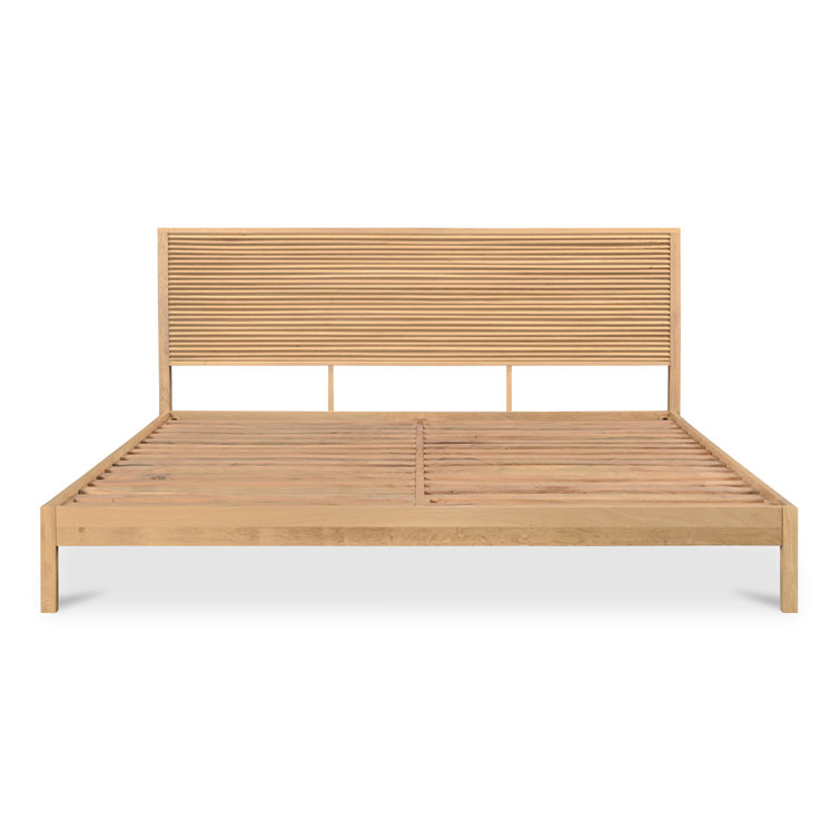 Marika Queen Oak Wood Bed with Slatted Headboard