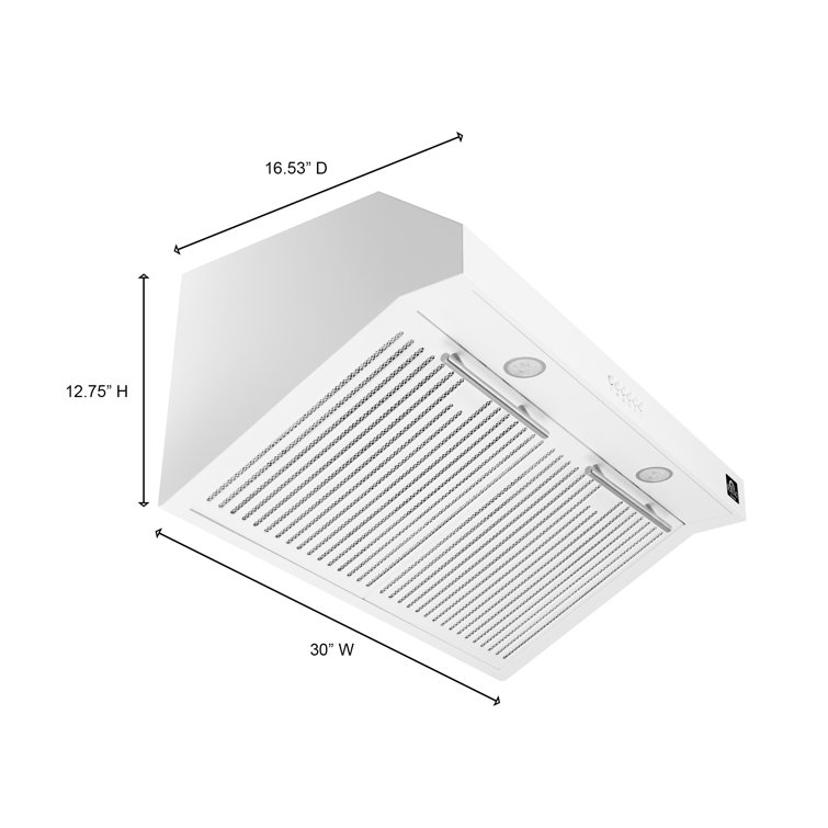 White Stainless Steel 30" Under Cabinet Range Hood with LED Lights