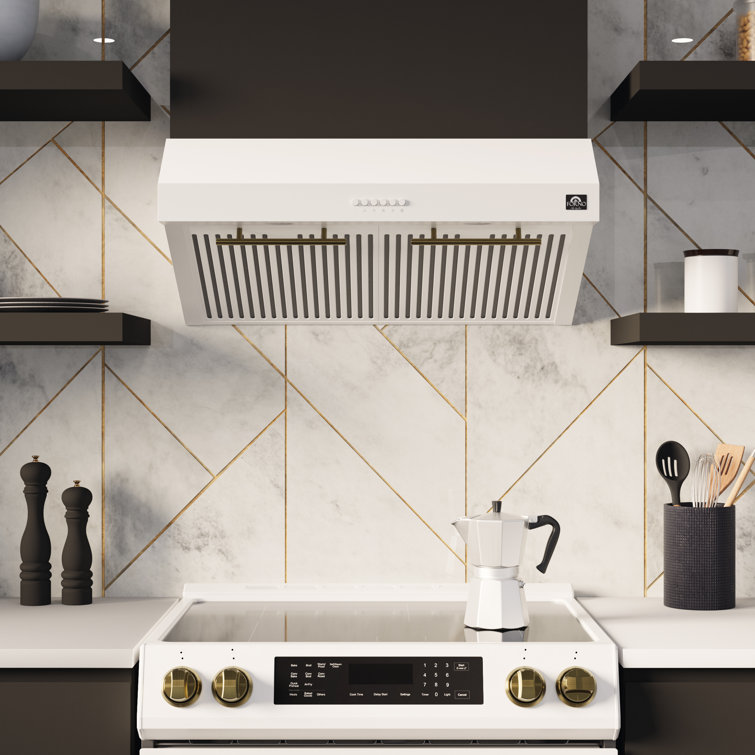 White Stainless Steel 30" Under Cabinet Range Hood with LED Lights