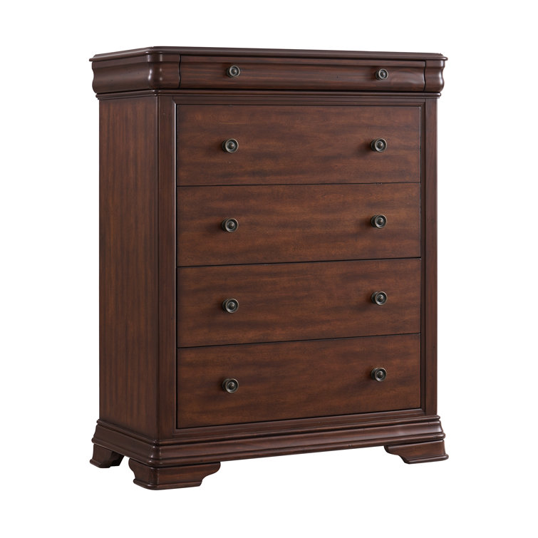 Queen Dark Brown Poplar Wood 5-Piece Bedroom Set