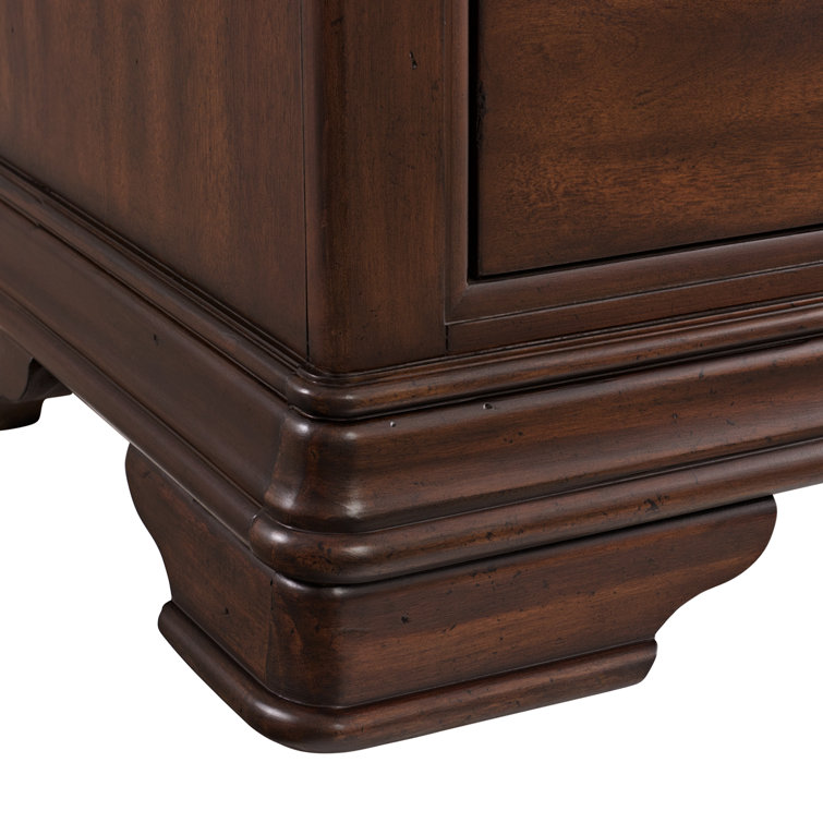 Queen Dark Brown Poplar Wood 5-Piece Bedroom Set