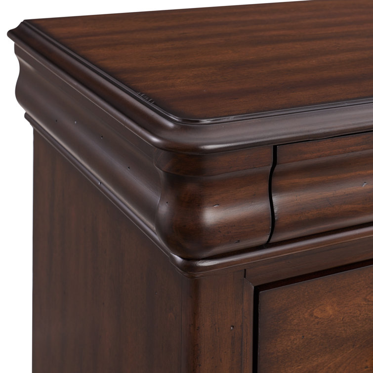 Queen Dark Brown Poplar Wood 5-Piece Bedroom Set