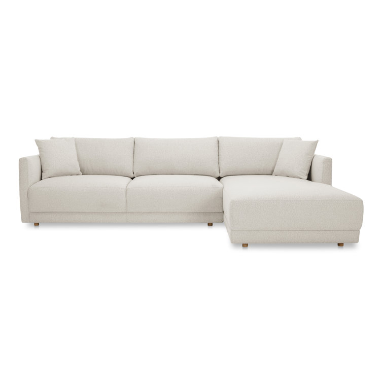 Oyster Boucle Upholstered L-Shaped Sectional Sofa with Chaise