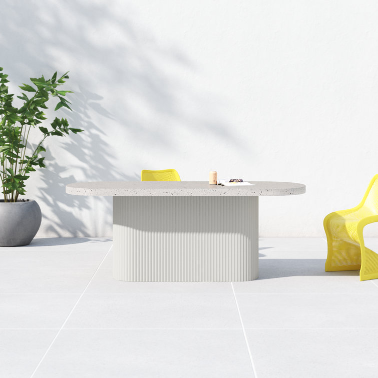 Contemporary Gray Terrazzo Oval Outdoor Dining Table