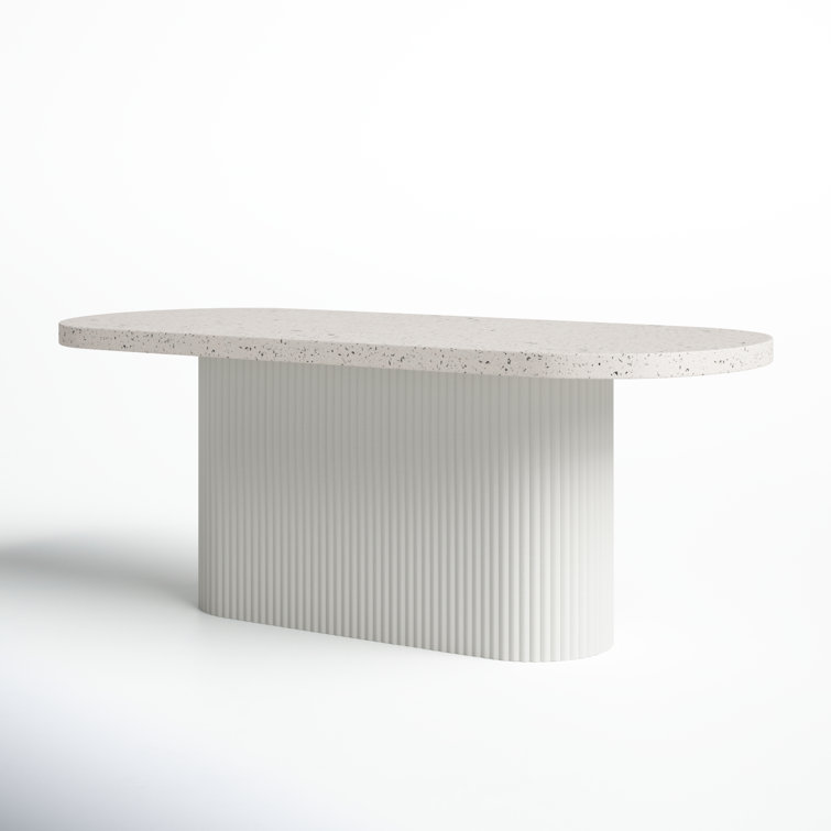 Contemporary Gray Terrazzo Oval Outdoor Dining Table