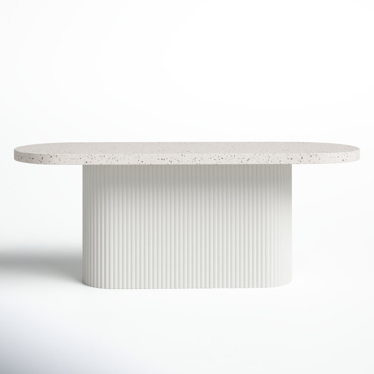 Contemporary Gray Terrazzo Oval Outdoor Dining Table