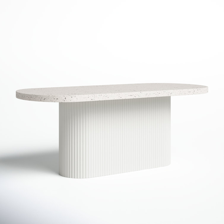 Contemporary Gray Terrazzo Oval Outdoor Dining Table