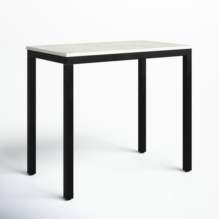 White Marble and Black Iron Compact Desk