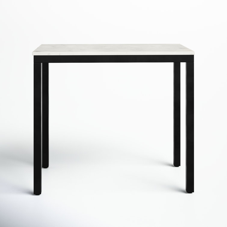 White Marble and Black Iron Compact Desk