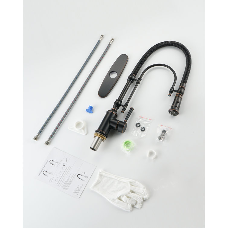 Oil-Rubbed Bronze High-Arc Kitchen Faucet with Pull-out Spray