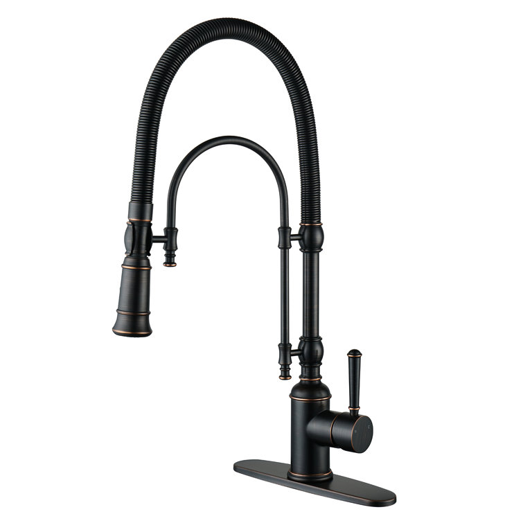 Oil-Rubbed Bronze High-Arc Kitchen Faucet with Pull-out Spray