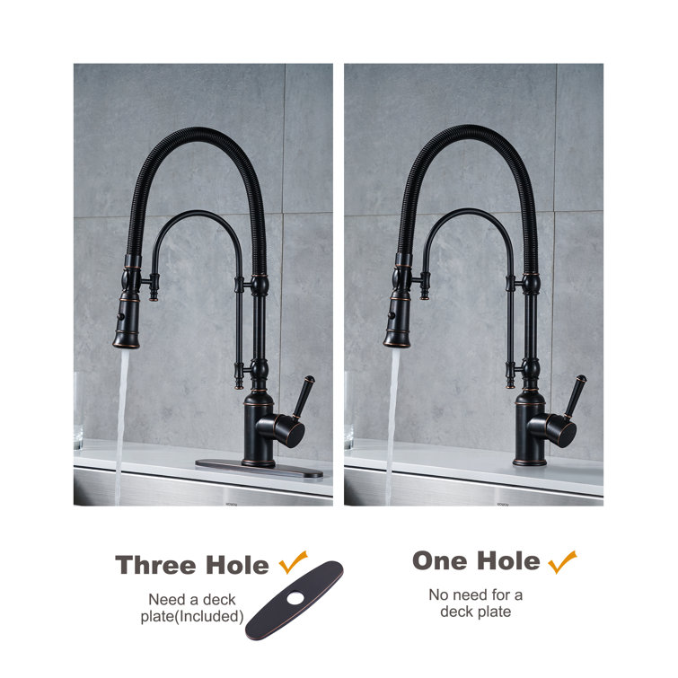 Oil-Rubbed Bronze High-Arc Kitchen Faucet with Pull-out Spray