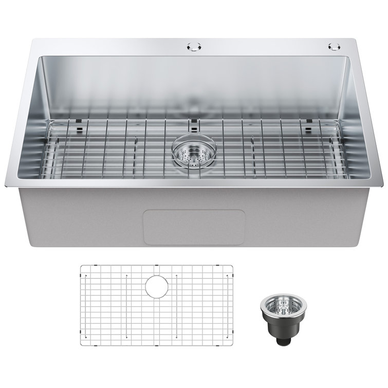 33'' Stainless Steel Single Bowl Top Mount Kitchen Sink