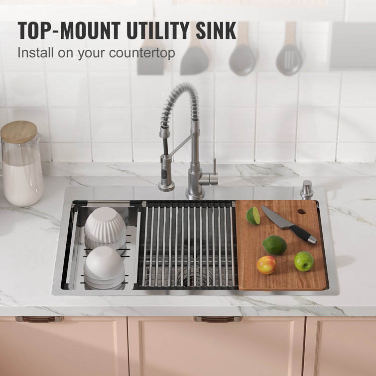 33'' Stainless Steel Single Bowl Top Mount Kitchen Sink