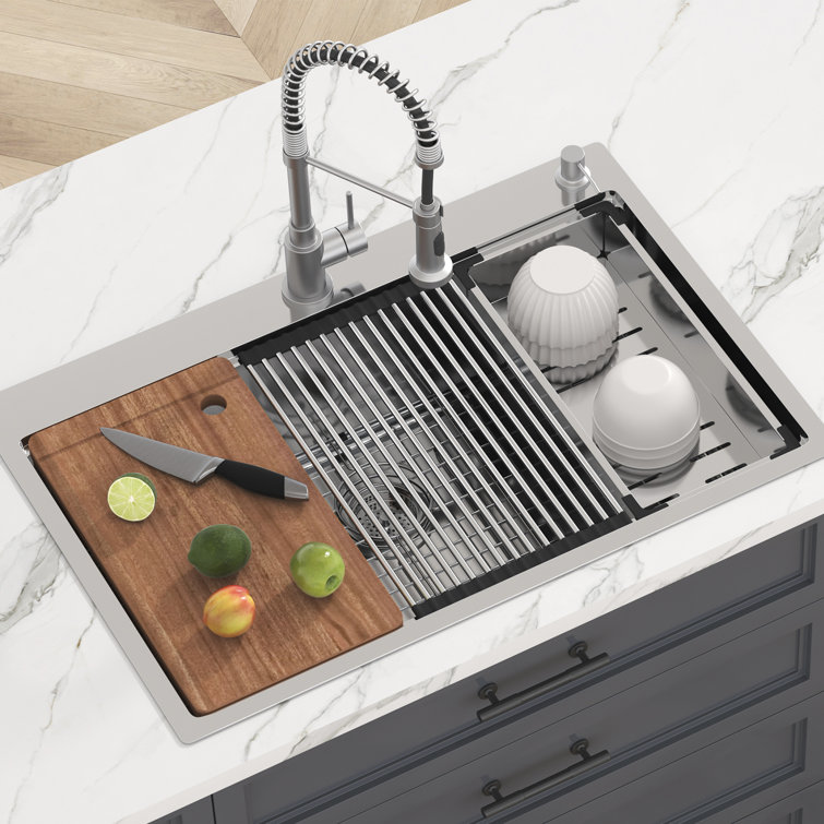 33'' Stainless Steel Single Bowl Top Mount Kitchen Sink
