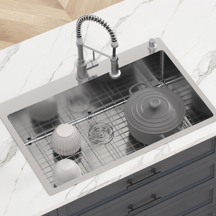 33'' Stainless Steel Single Bowl Top Mount Kitchen Sink