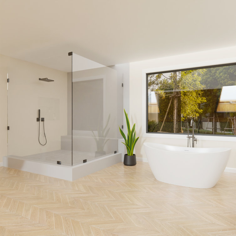 Naha 67" Glossy White Acrylic Freestanding Soaking Bathtub