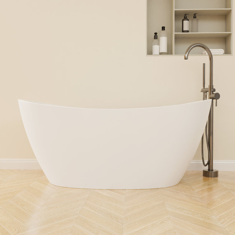 Naha 67" Glossy White Acrylic Freestanding Soaking Bathtub