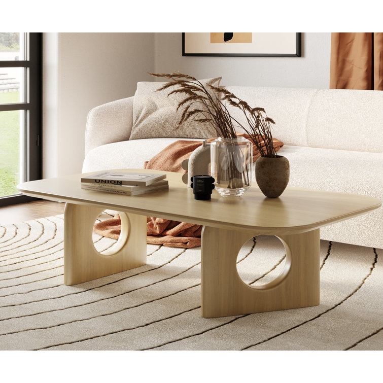 White Oak Rectangular Coffee Table with Sled Base