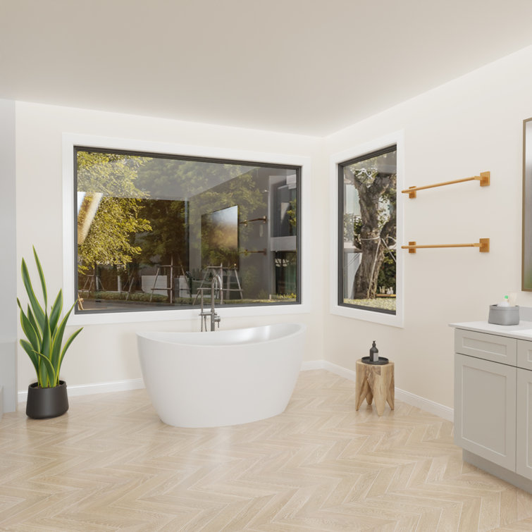 Naha 59'' White Freestanding Acrylic Soaking Bathtub