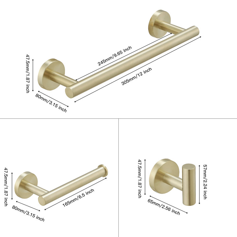Brushed Gold 24-Inch Metal Bathroom Hardware Set