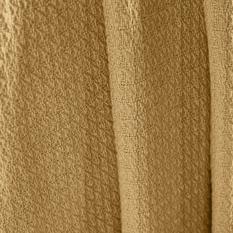Mustard Full/Queen Cotton Waffle Weave Knit Blanket